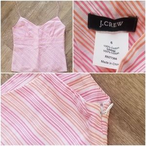 LN JCrew Womens Pink Stripe Side Zip Spaghetti Top